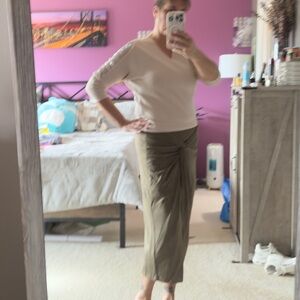 NWT Olive green faux wrap suede pencil skirt